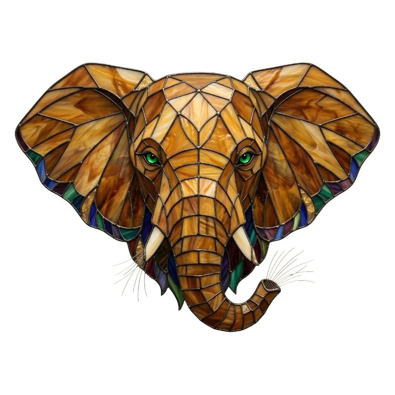 Portrait d’éléphant en vitrail mosaïque