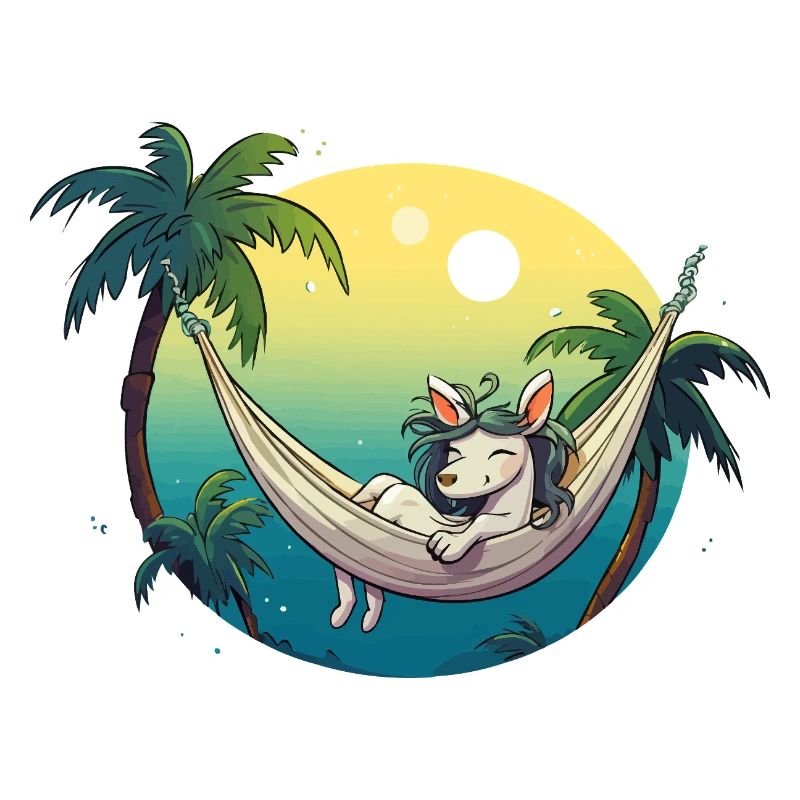 Licorne dans un hamac tropical