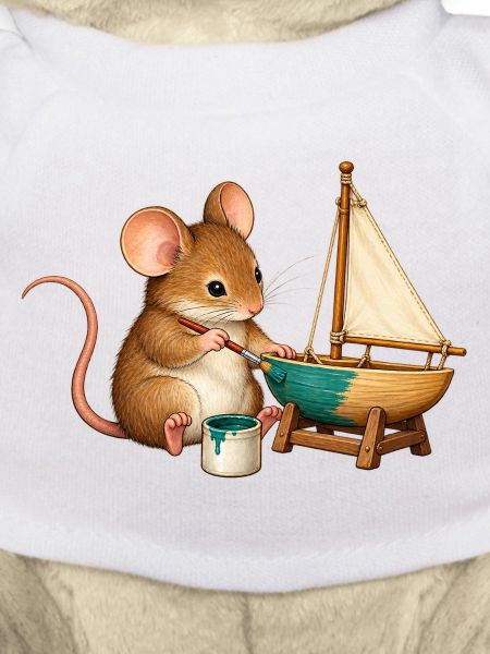 Maus baut ein Modellsegelboot