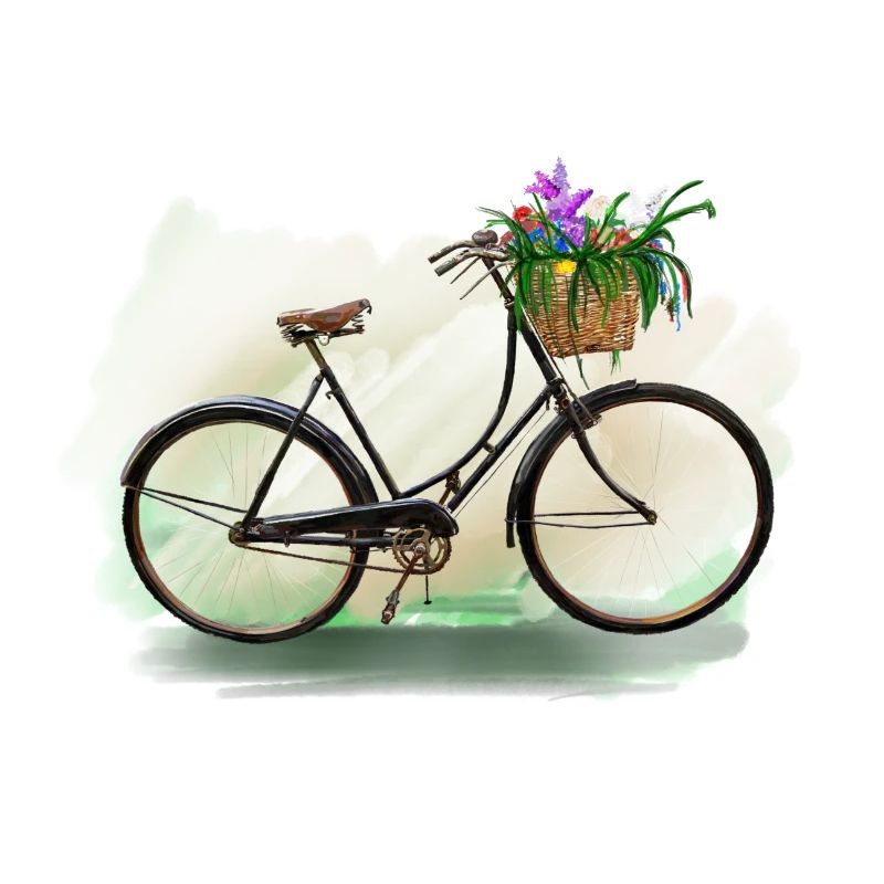 Blumenfahrrad mit Korb