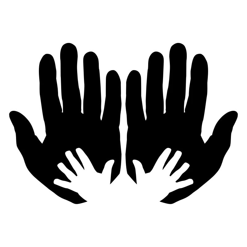 Open parents hands with children's hands