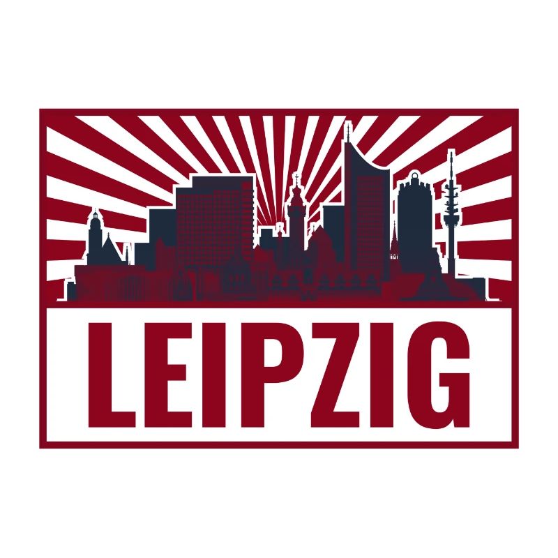 Leipzig Skyline Retro Red