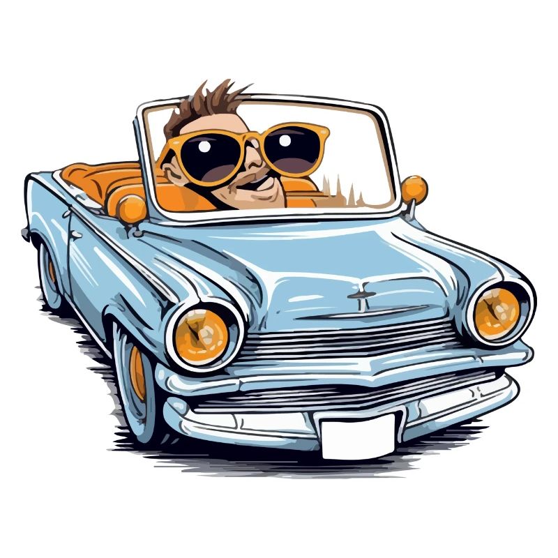 Marc in a convertible
