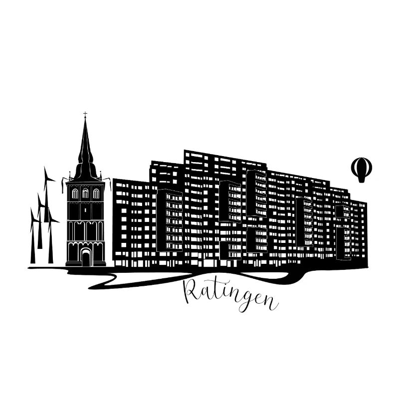 Abstract Ratingen skyline on dark background