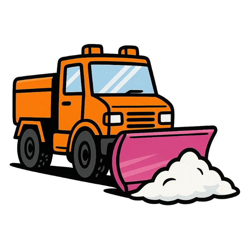 Lustiger Schneepflug mit Schneeschieber