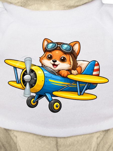 Fox Pilot Biplane Airplane Cartoon