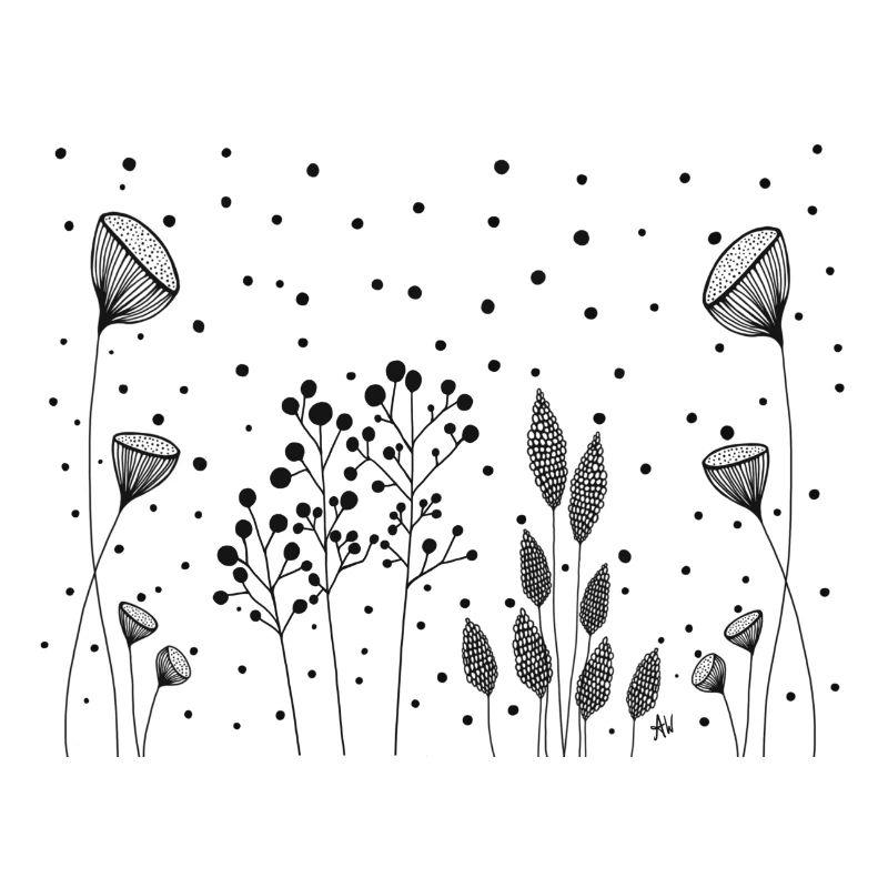 Fleurs Dessin Fineline points noirs