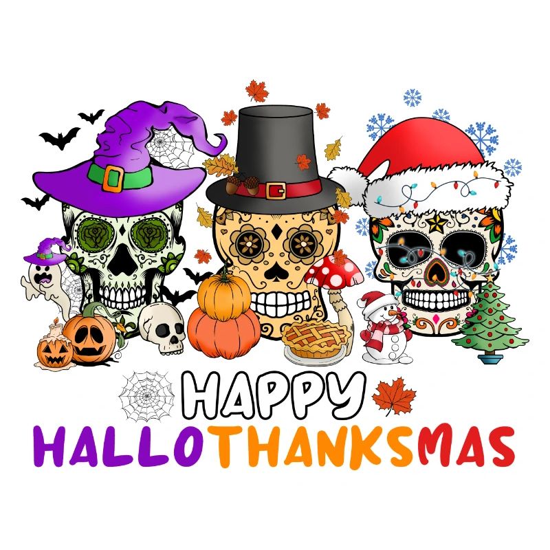 Happy Hallothankmas Sugar Skull