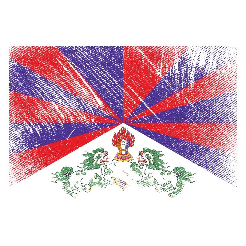 Drapeau du Tibet - brosse grunge