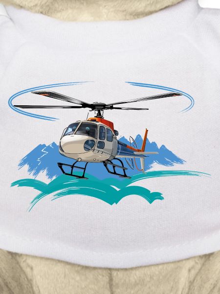 Helicopter approaching the mountains