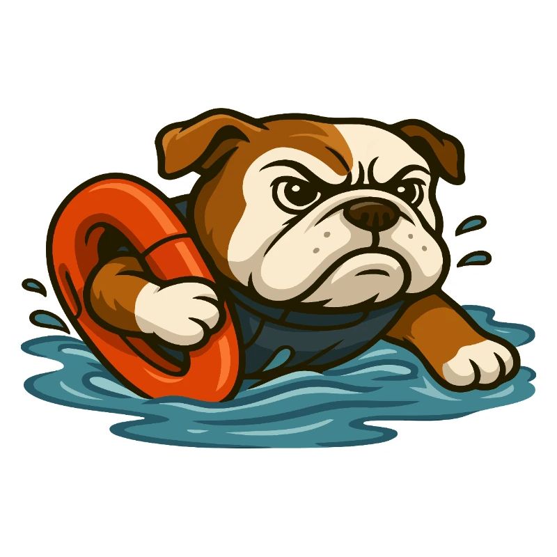 Rescue Bulldog-Maskottchen mit Wasserring