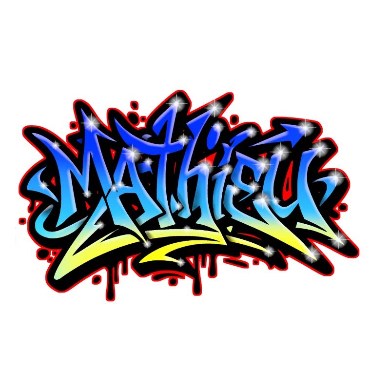 Mathieu Graffiti Printable Blue Yellow