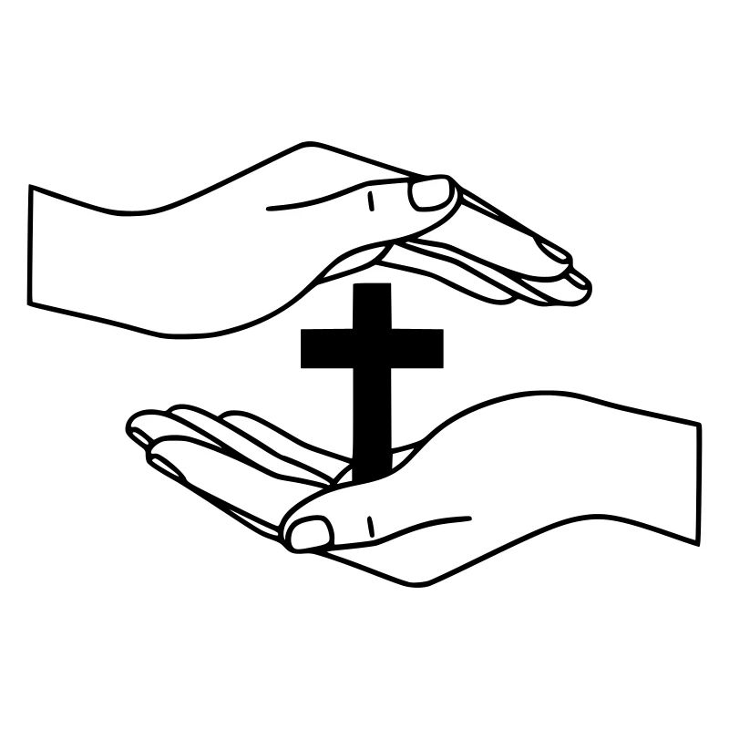 Hands Holding Cross Protection Faith Vector