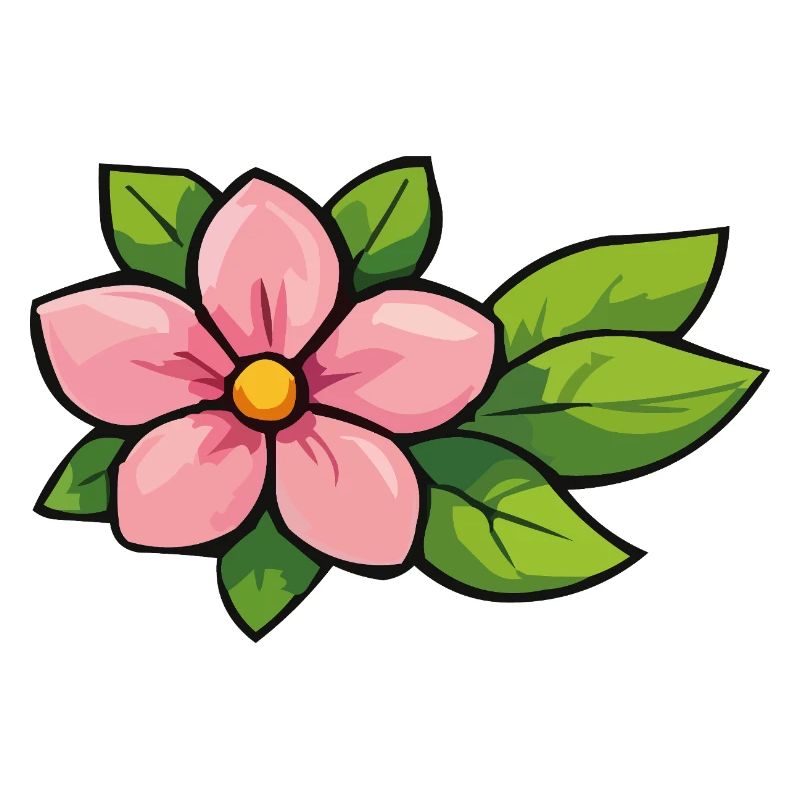 Rosa Blüte mit grünen Blättern
