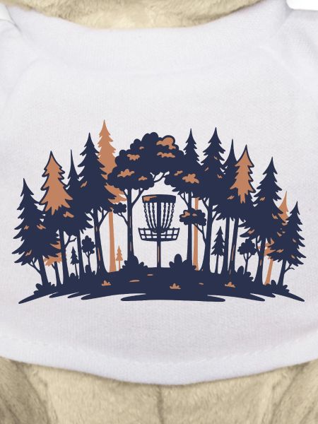 Disc-Golf-Szene Wald-Korb-Silhouette