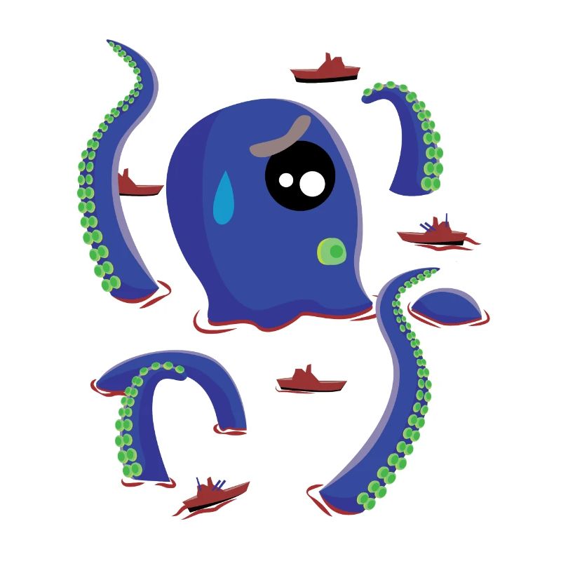 Octopus Octopus fights against ships