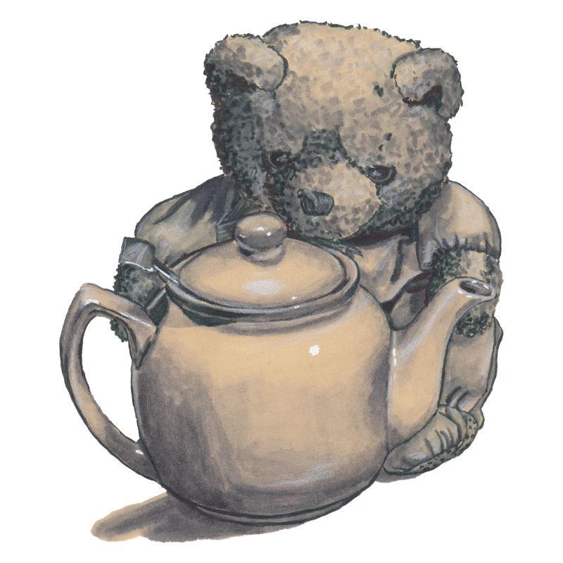 Teddy bear with teapot