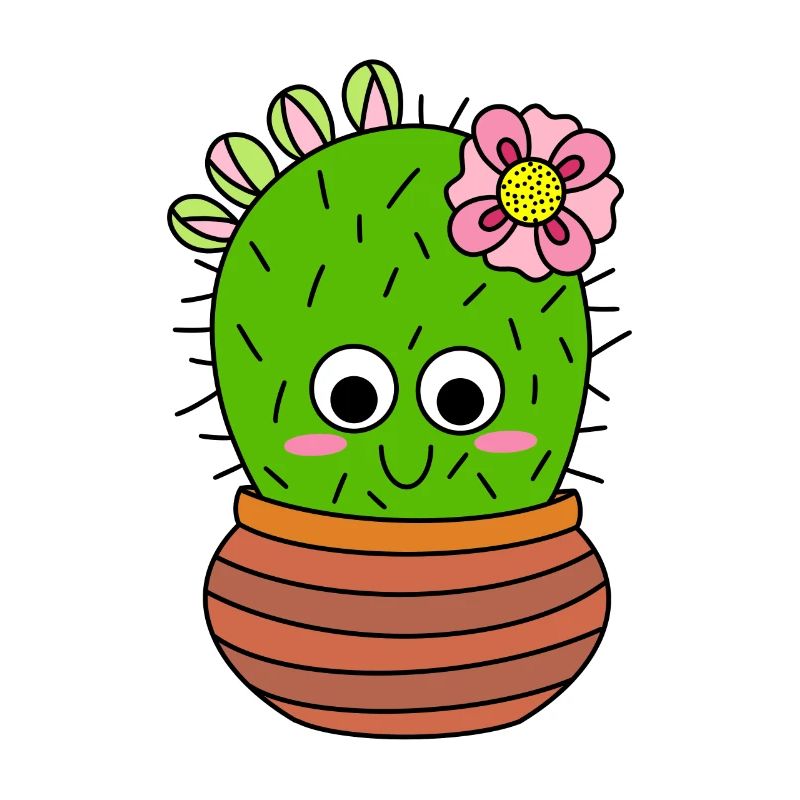 Cactus Chunky Avec Fleur Rose Et Bourgeons