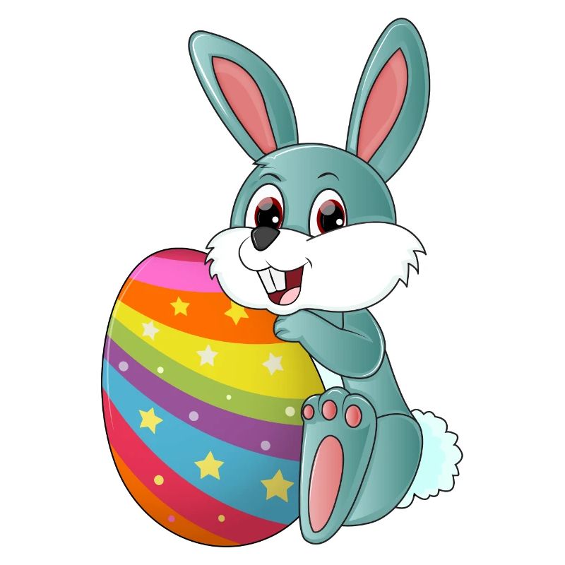 Cute sweet Easter bunny with a colorful Easter egg