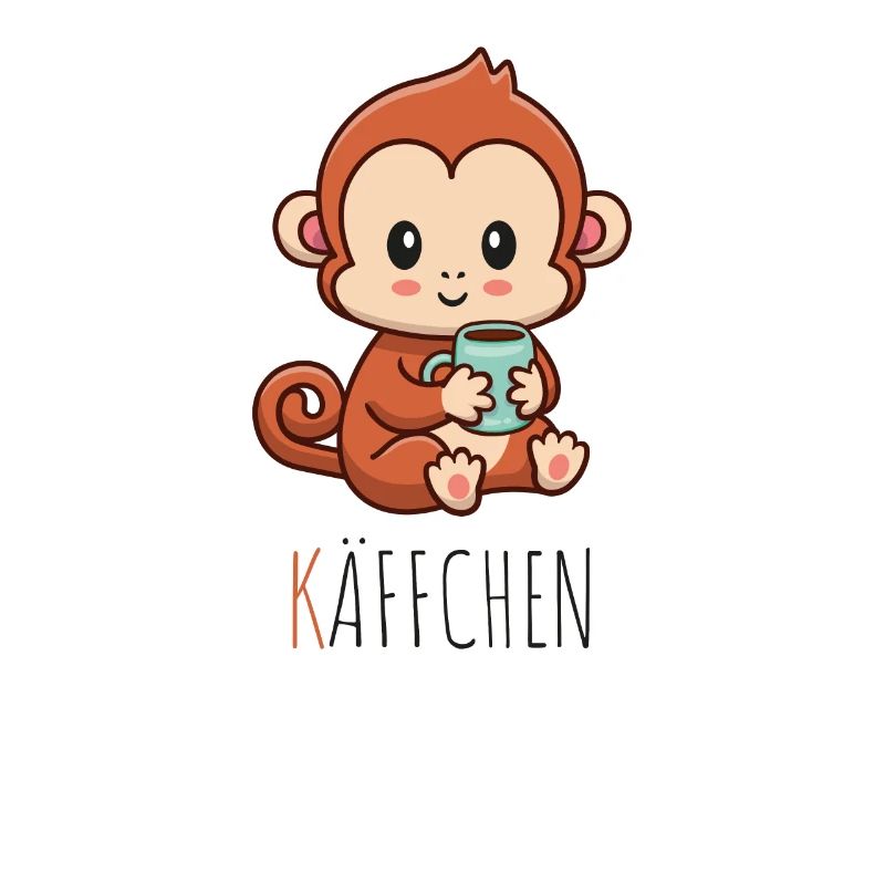 Käffchen Äffchen mit Tasse Kaffee Kaffeetrinker