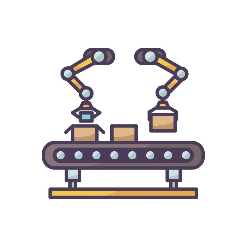 Conveyor Belt With Boxes Being Packaged