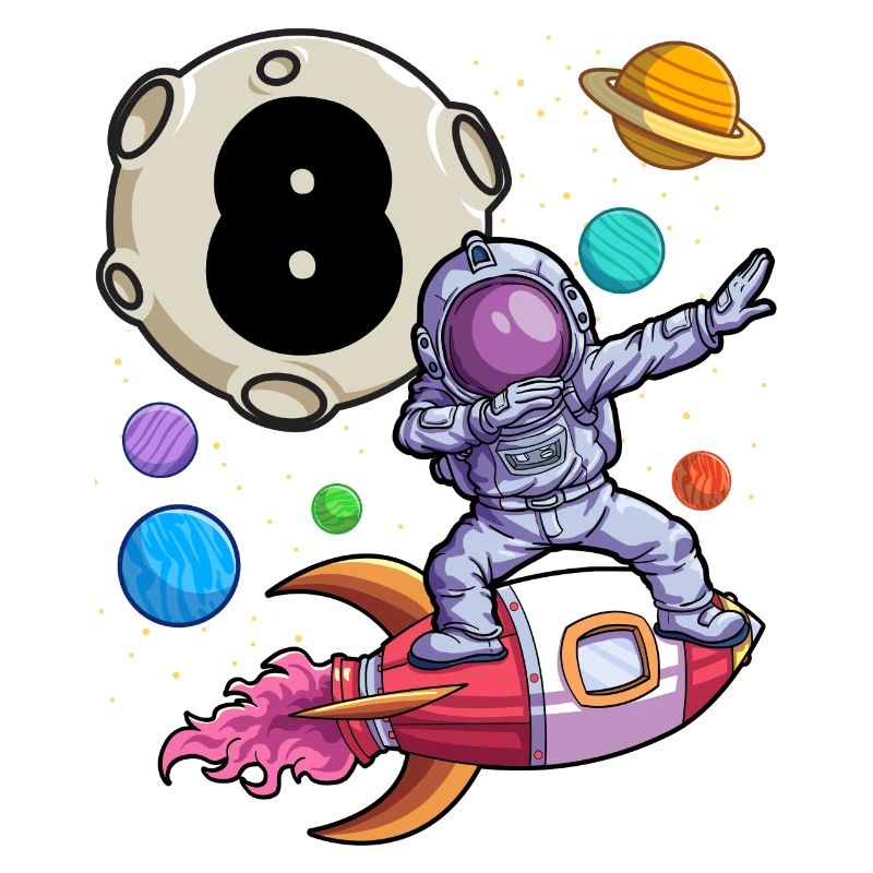 Dabbing Astronaut 8 Yrs Old Birthday Boy Space 8th