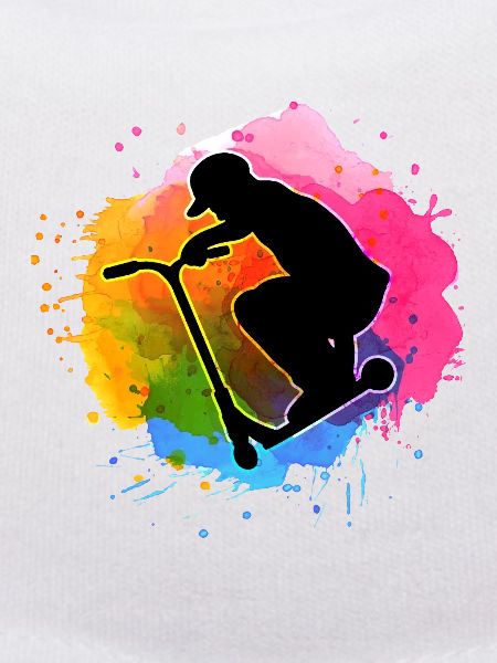 Bunt Aquarell Stuntscooter Stunt Roller