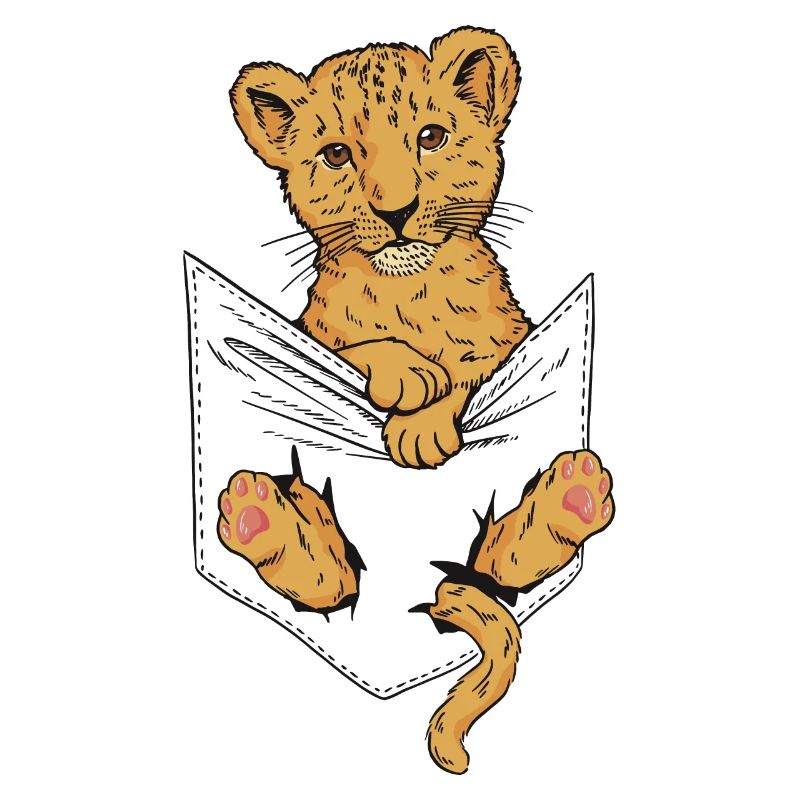 Bébé lion dans un sac
