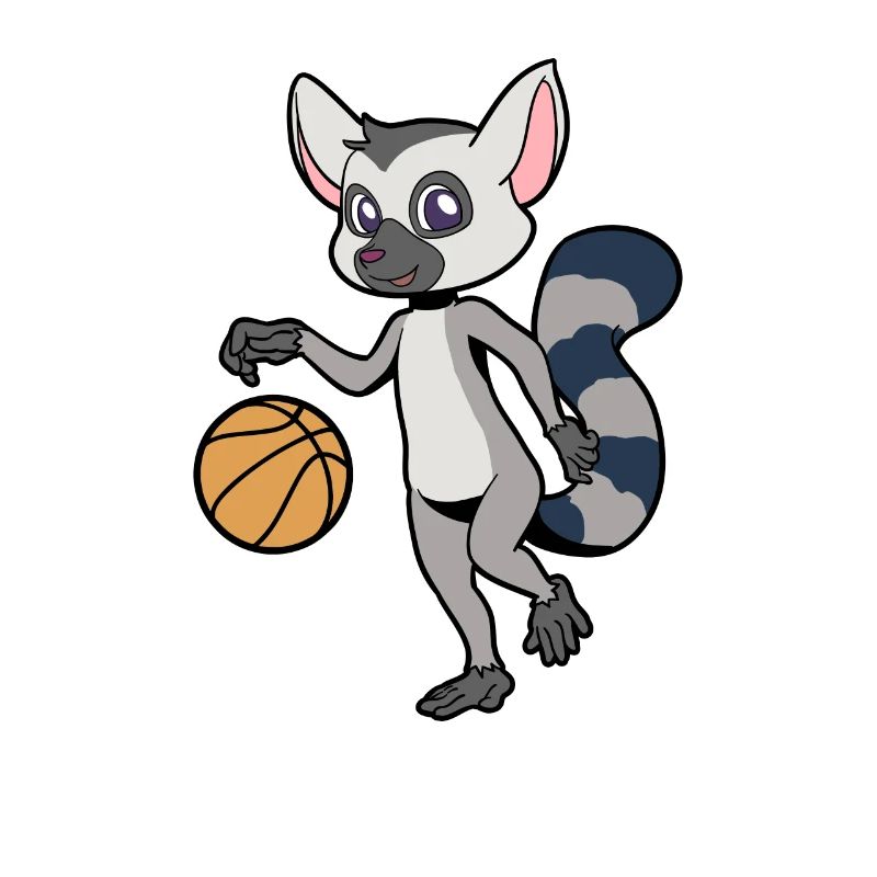 Comic Lemur joue au basket-ball