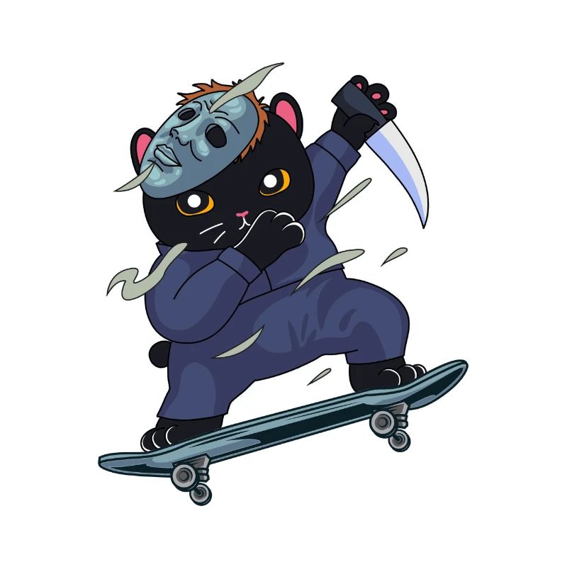 Skateboarder Cat Ninja Dab Dabbing Skateboard