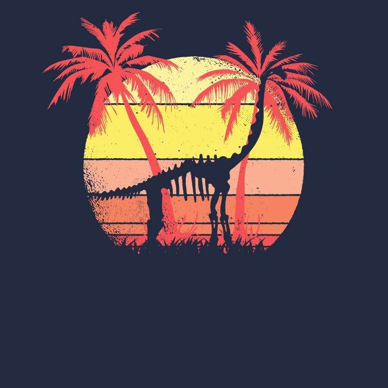 Dinosaur Brachiosaurus Skeleton Summer Sunset 80S