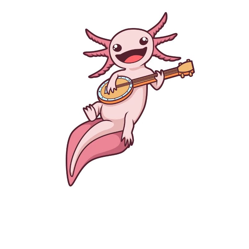 Comic Axolotl joue du banjo