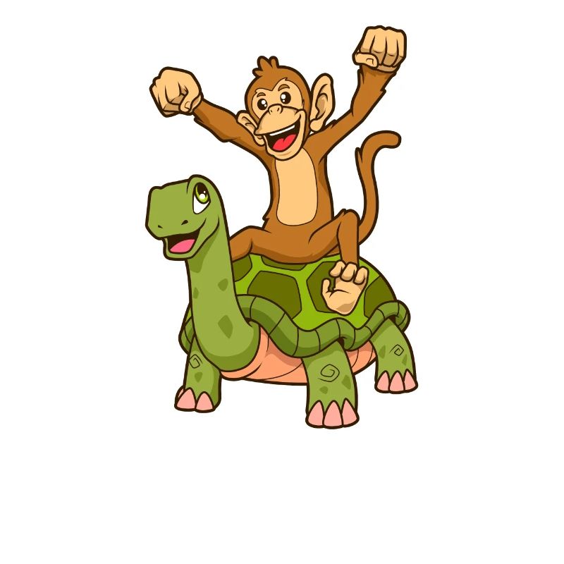 Comic - Affe sitzt auf Schildkröte