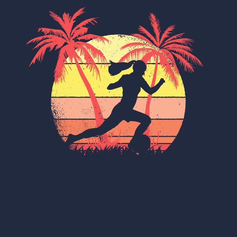 Fußballmädchen mit Summer Sunset 80s Palm läuft