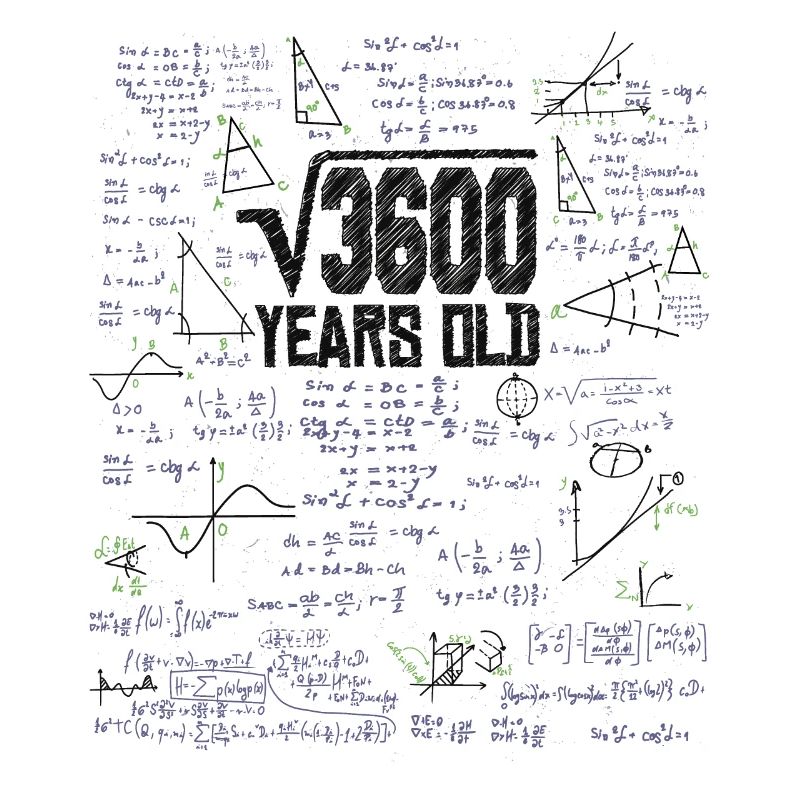 Square root of 3600 math nerd 60th birthday