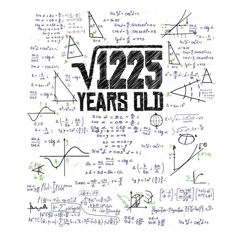 Square Root of 1225 Math Nerd 35th Birthday