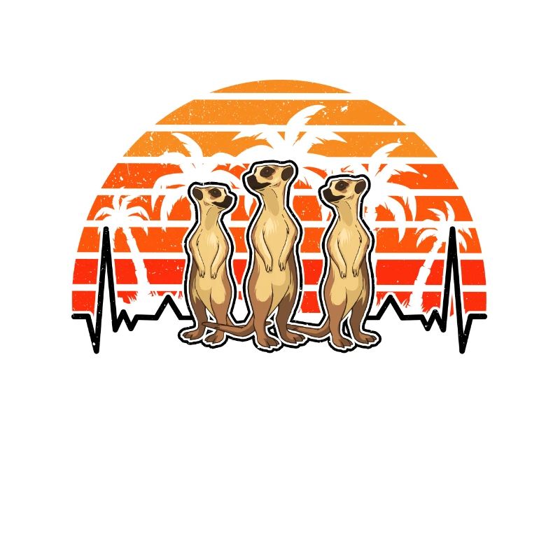 Erdmännchen Herzschlag Retro Meerkat