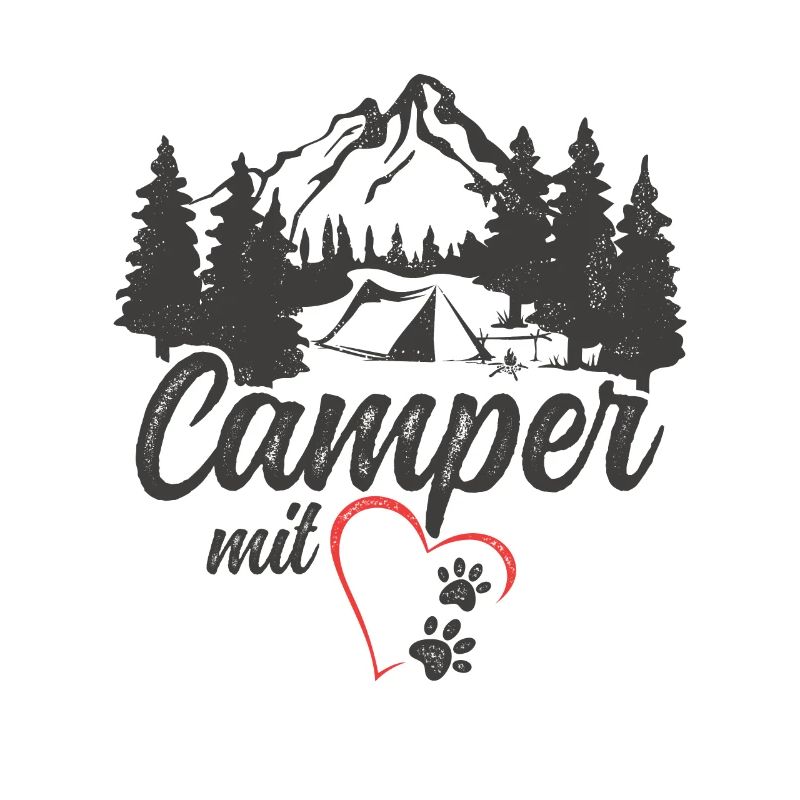 Camper mit Herz und Pfoten Hund Camping