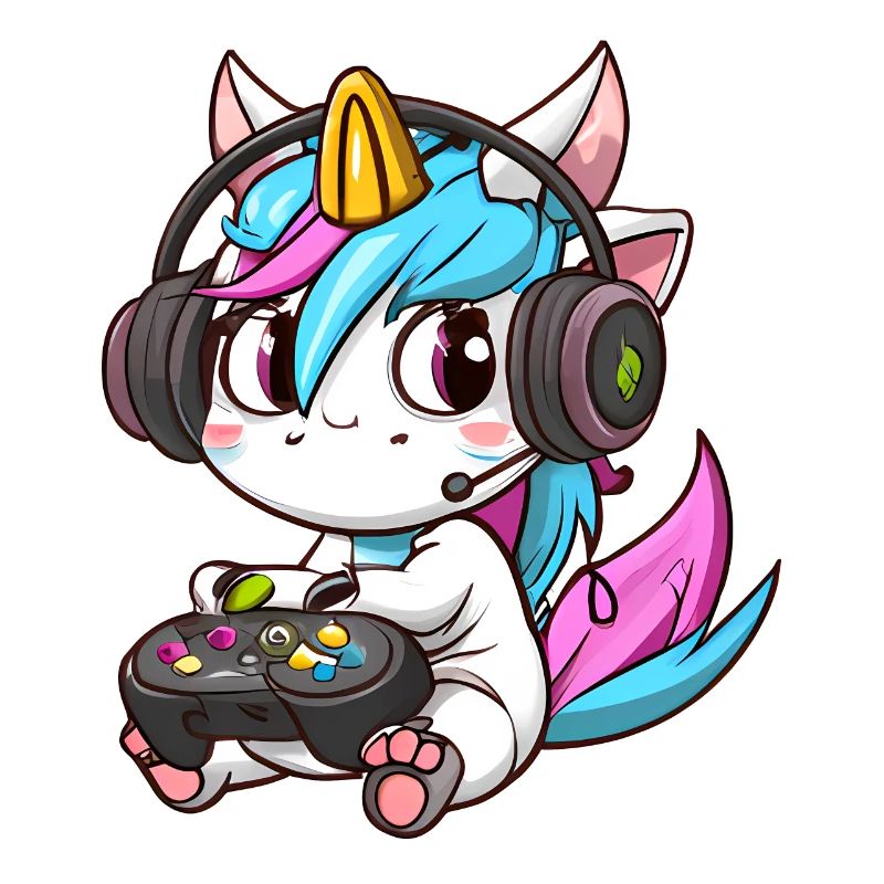 00234 süßes Einhorn mit Headset und Controller