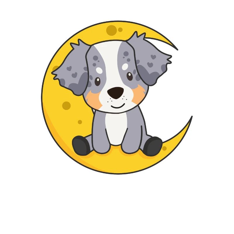 Moon Australian Shepherd cute animals for the night