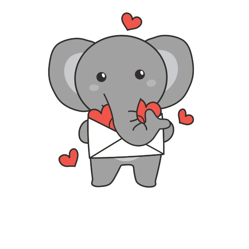 Eléphant pour la Saint-Valentin animaux mignons avec des cœurs