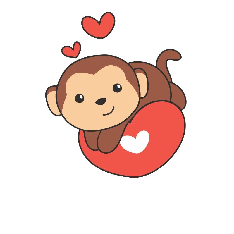 Monkey for Valentine's Day cute animals with hearts