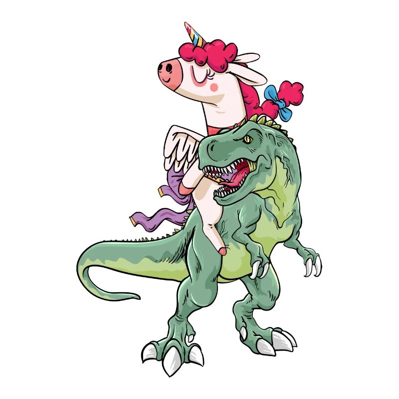 Unicorn chevauche T-Rex