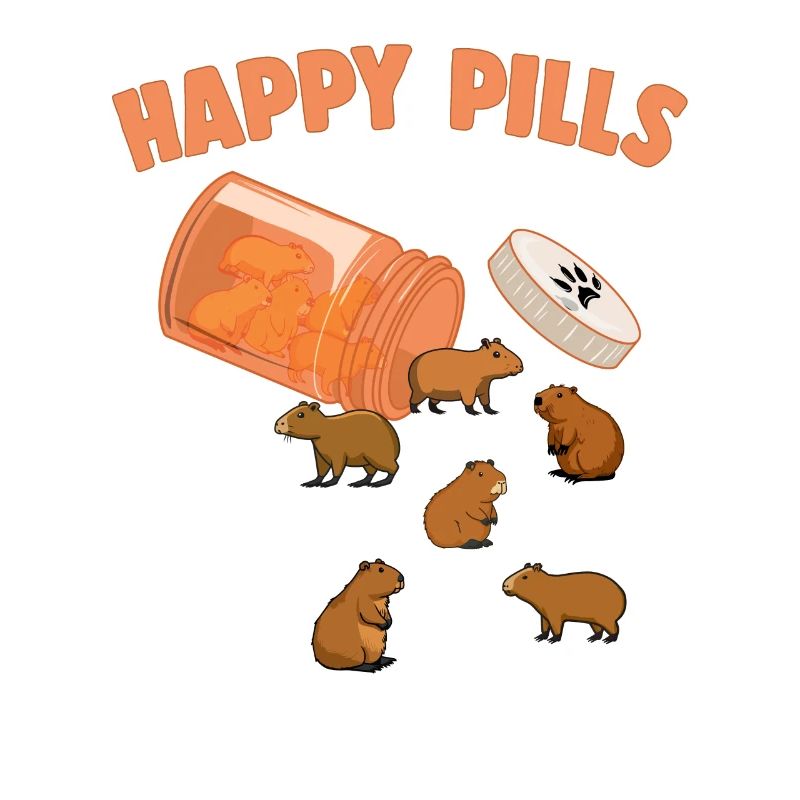 Pilules heureuses Capybara Drôle Capibara Amour