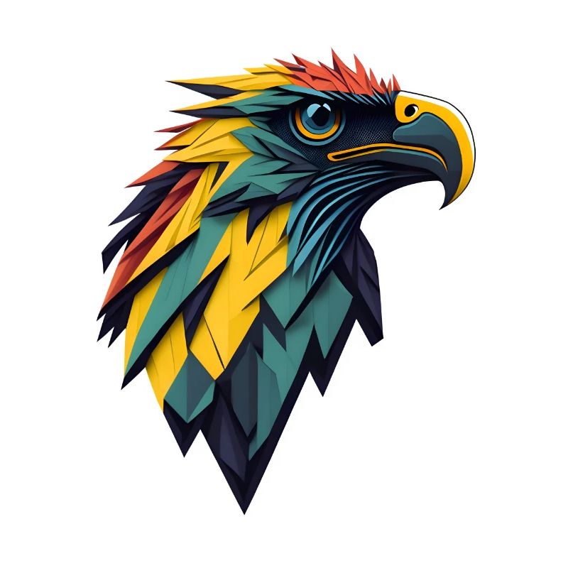 Colourful Geometric Eagle Head