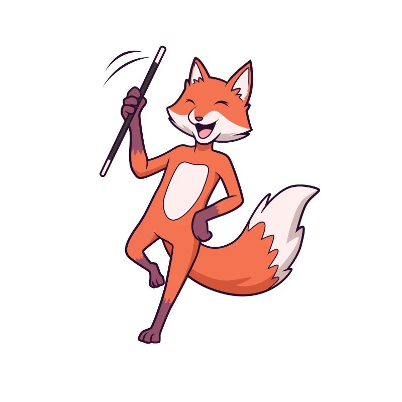 Comic fox twirling