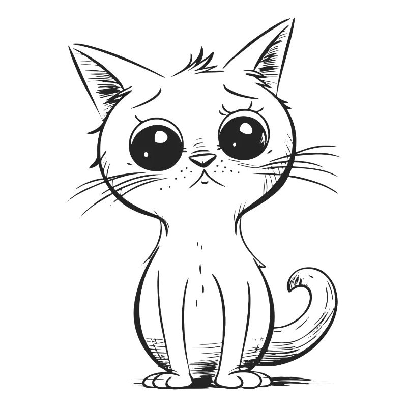 Chat de dessin animé mignon triste