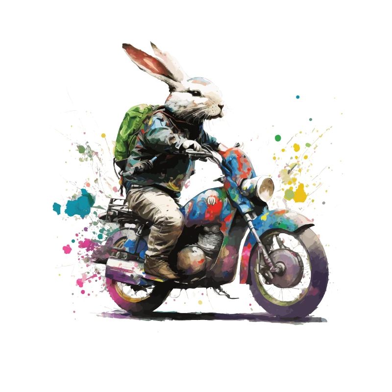 Graffiti rabbit on scooter motorcycle