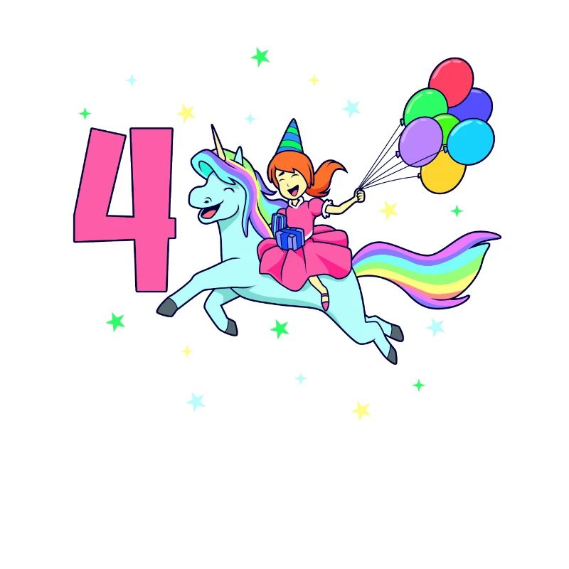 Mit Einhorn - Mädchen Geburtstag 4 Jahre
