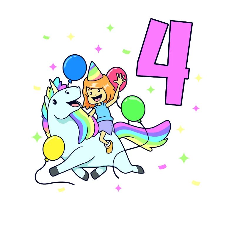 Mit Einhorn - Mädchen Geburtstag 4 Jahre